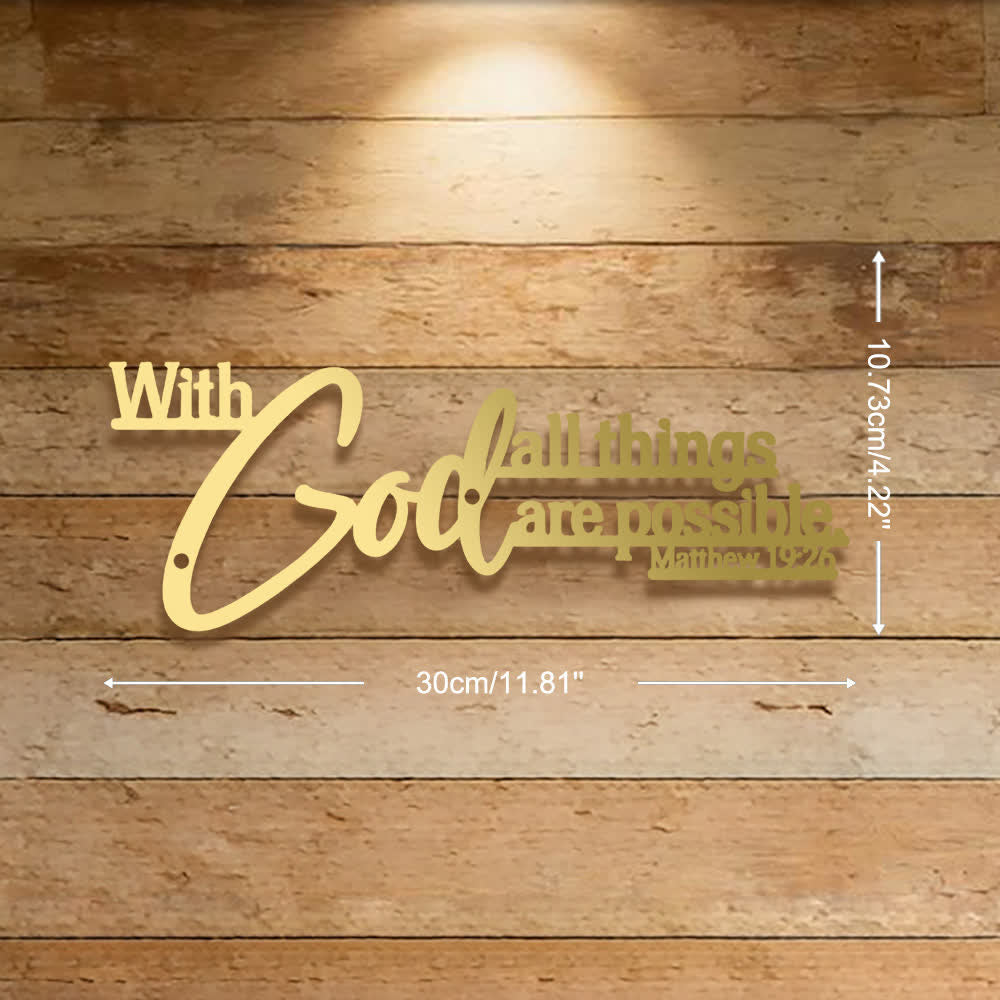 Christianartworkshop Mathew 19:26 Scripture With God All Things Are Possible Metal Wall Decor - Golden - 11.81''*4.22''*0.04''/30*10.73*0.1cm - image 14