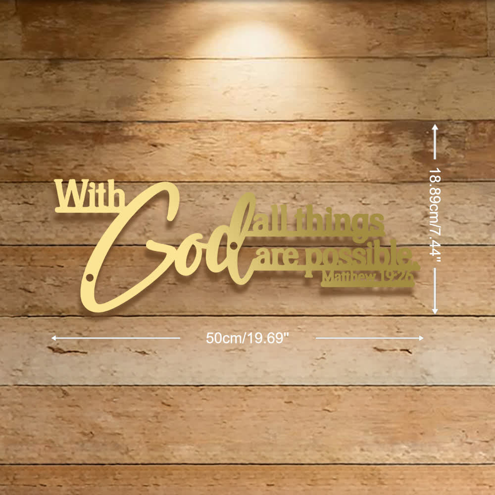 Christianartworkshop Mathew 19:26 Scripture With God All Things Are Possible Metal Wall Decor - Golden - 19.69''*7.44''*0.06''/50*18.89*0.12cm - image 16
