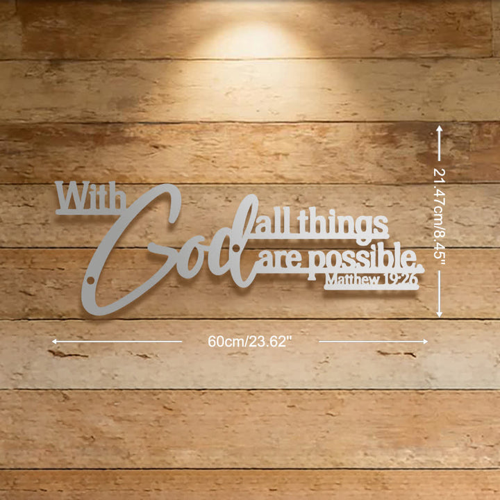 Christianartworkshop Mathew 19:26 Scripture With God All Things Are Possible Metal Wall Decor - Silver - 23.62''*8.45''*0.06''/60*21.47*0.12cm - image 24
