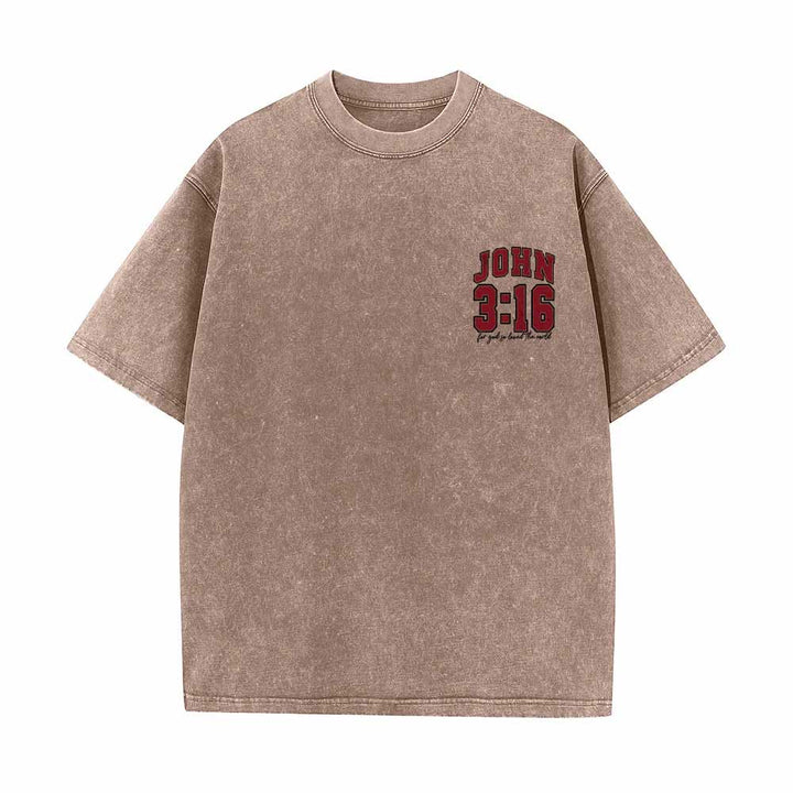 Christianartworkshop Left Chest John 3:16 Varsity Font Back For God So Loved The World Washed T‑Shirt - image 13
