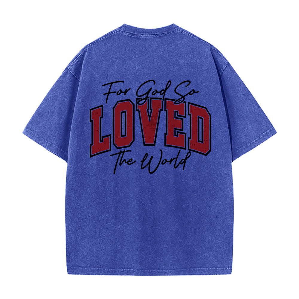 Christianartworkshop Left Chest John 3:16 Varsity Font Back For God So Loved The World Washed T‑Shirt - image 17