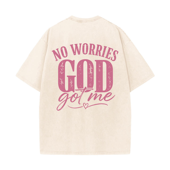Christianartworkshop Left Chest Unafraid Cross Accent Back No Worries God Got Me Heart Detail Washed T‑Shirt - image 17