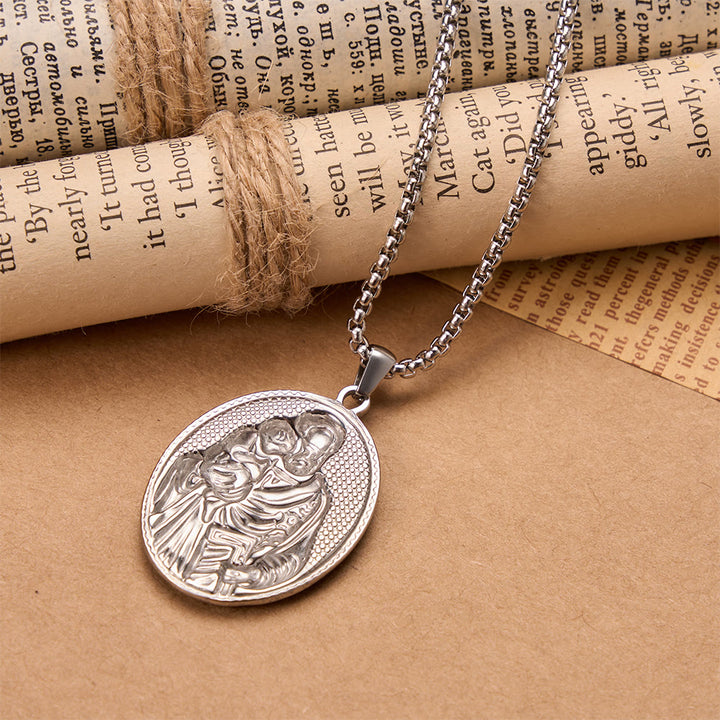 Christianartworkshop St. Joseph Oval Holy Image Pendant Necklace: Timeless Emblem of Gentle Heavenly Guardianship - image 6