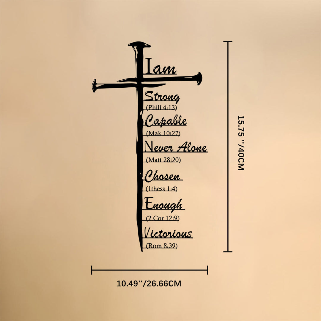 Christianartworkshop Nail Shaped Cross Biblical Affirmation Scripture Metal Wall Decor: Timeless Emblem of Sacred Redemptive Grace - 10.50''*15.75''*0.04''/26.66cm*40cm*0.1cm - image 7