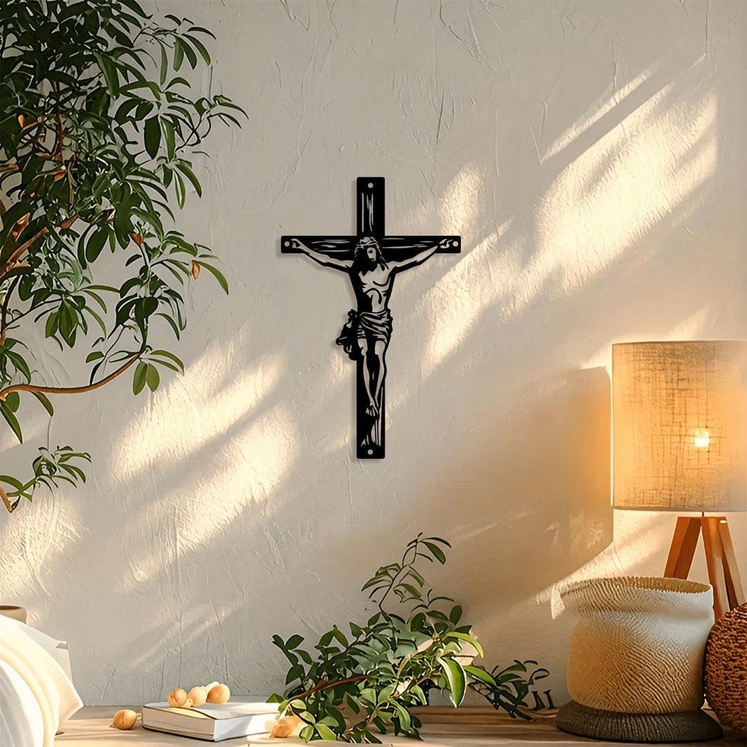 Christianartworkshop Jesus Crucifix Silhouette Metal Wall Decor: Timeless Emblem of Sacred Redemptive Grace - image 3