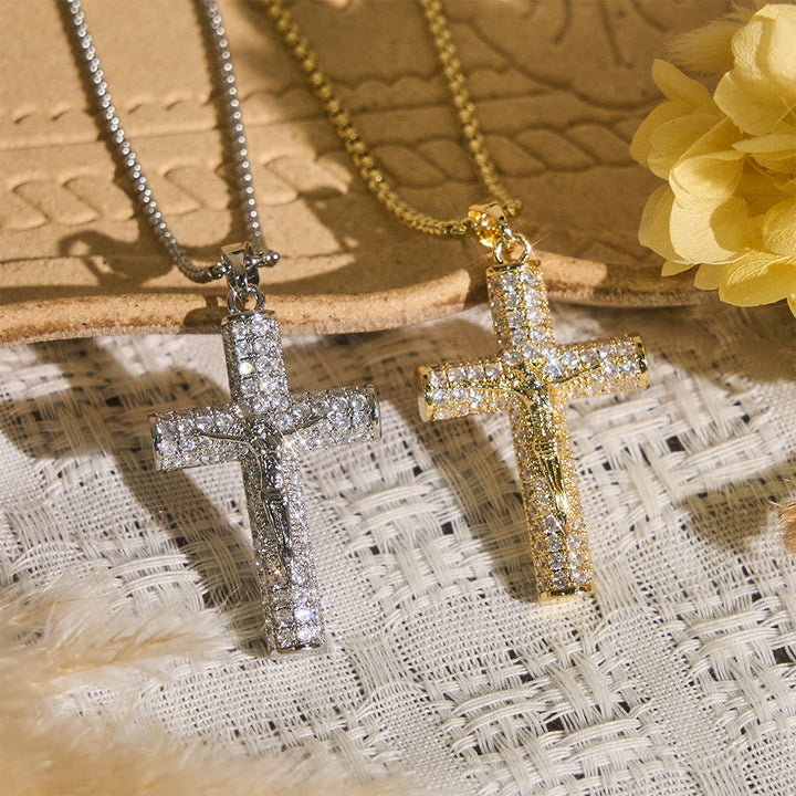 Christianartworkshop Jesus Crucifix Paved Necklace: Sparkling Detail for Faith & Daily Style - image 0