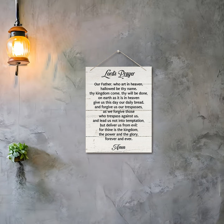 Christianartworkshop The Lord's Prayer Full Text White Distressed Wooden Wall Decor: Emblem of Devout Daily Prayer - image 3