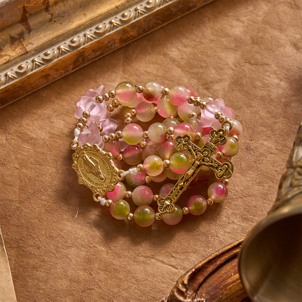 Christianartworkshop Whimsical Matte Morning Glory Gradient Bead Rosary: For Private Daily Meditation - image 2