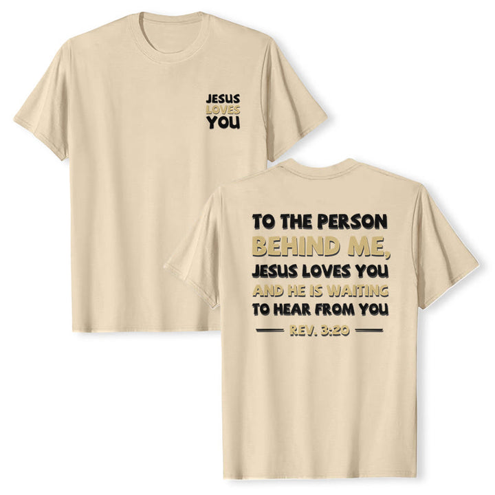 Christianartworkshop Dual-Side Two-Tone Scripture REV.3:20 Letter Print Casual Classic T-Shirt - image 7