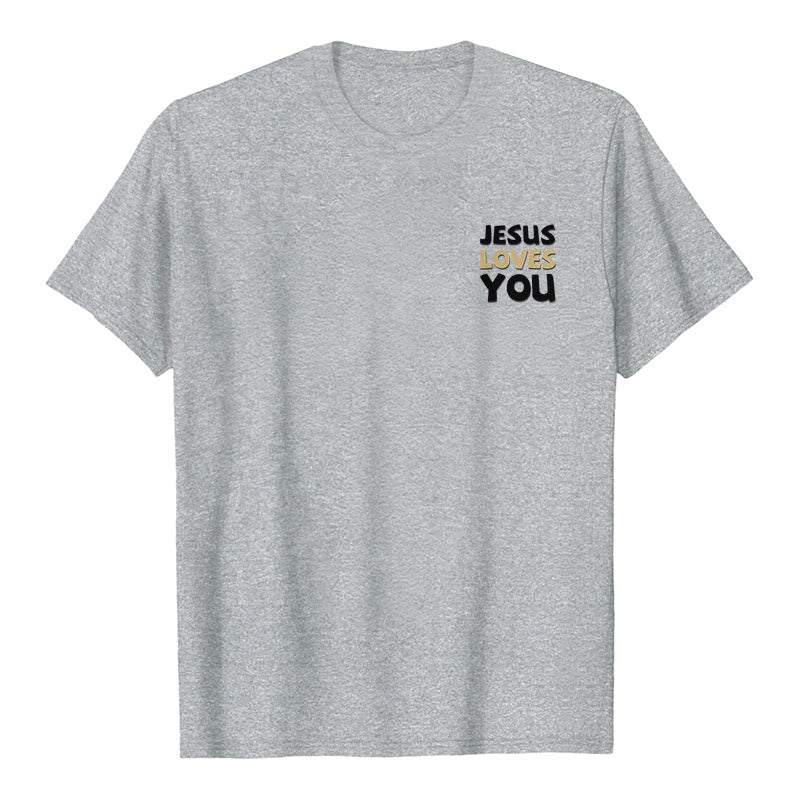 Christianartworkshop Dual-Side Two-Tone Scripture REV.3:20 Letter Print Casual Classic T-Shirt - image 11