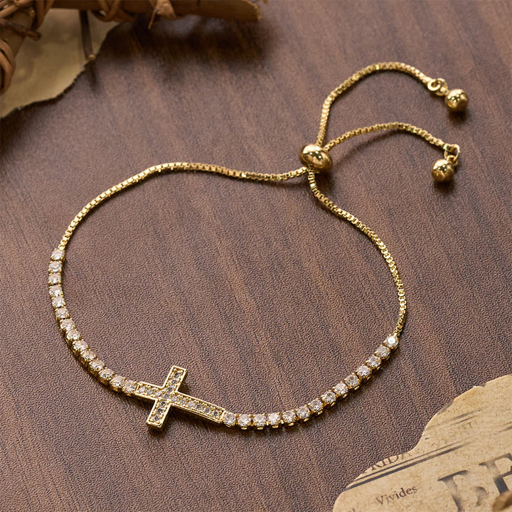 Christianartworkshop Full Pavé Sparkling Zircon Cross Pull Adjustable Tennis Bracelet: Emblem of Radiant Heavenly Guidance - image 10
