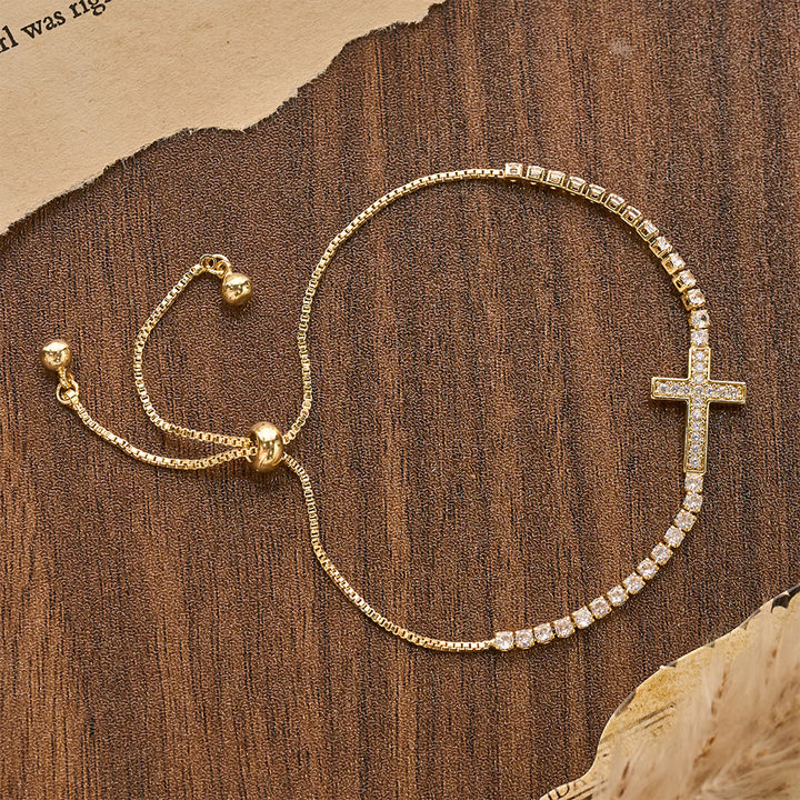 Christianartworkshop Full Pavé Sparkling Zircon Cross Pull Adjustable Tennis Bracelet: Emblem of Radiant Heavenly Guidance - image 9