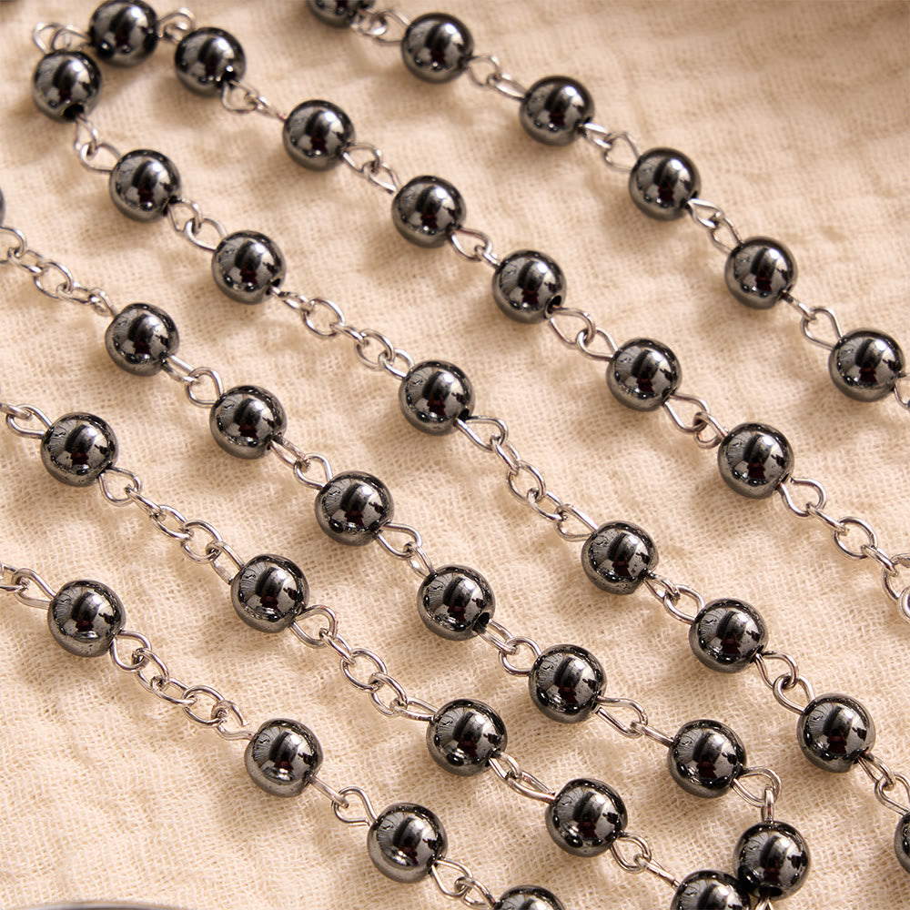 Christianartworkshop Portable Saint Benedict Hematite Rosary With Engraved Metal Storage Case - image 5