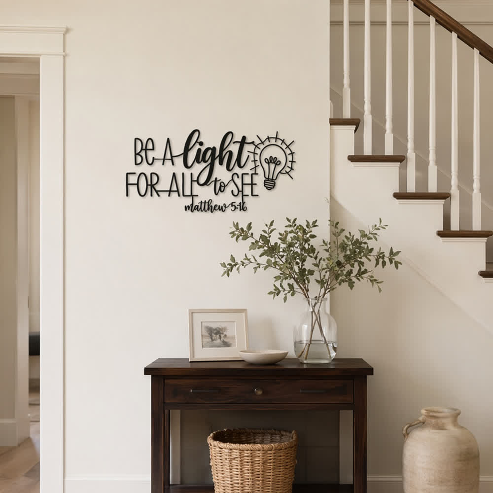 Christianartworkshop Matthew 5:16 Light Bulb Script Metal Wall Decor: Symbol of Divine Illumination - image 1