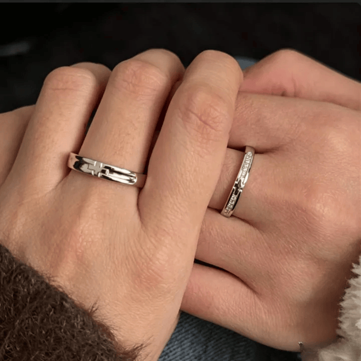 Christianartworkshop Dual Style Cross Sterling Silver Adjustable Couple Ring Set: Emblem of Unified Heavenly Covenant - image 1