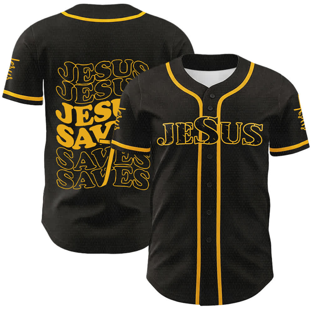 Christianartworkshop Jesus Saves Faith Statement Unisex Custom Baseball Jersey - Yellow - 5XL - image 9