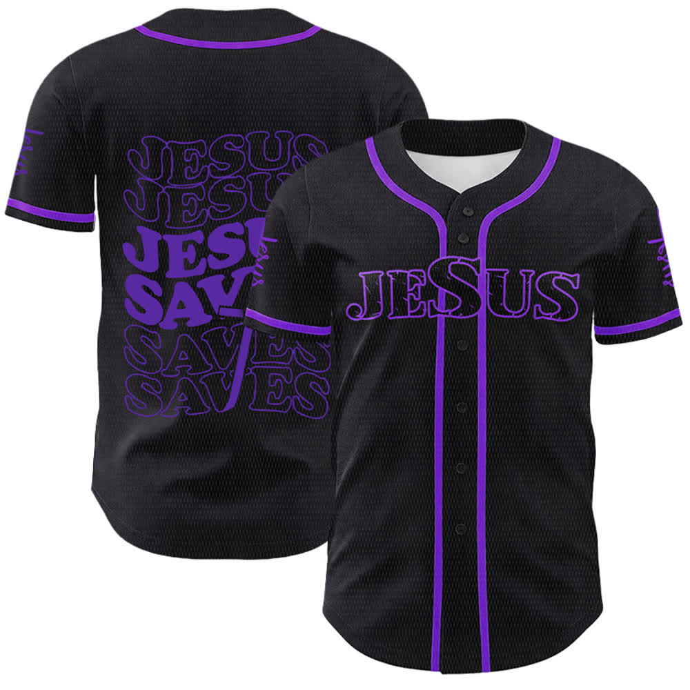 Christianartworkshop Jesus Saves Faith Statement Unisex Custom Baseball Jersey - Purple - 5XL - image 21