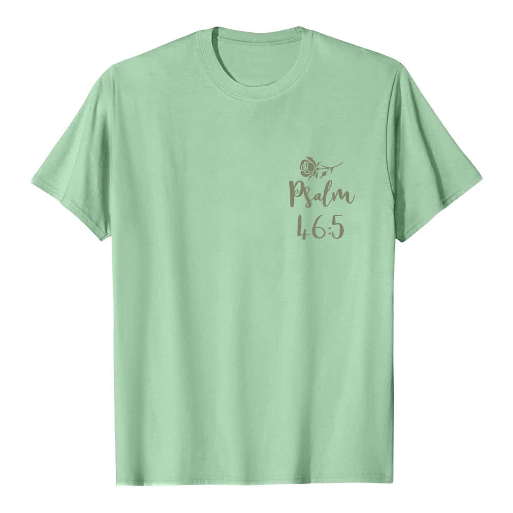 Christianartworkshop Dual-Side God Is Within Her Psalm 46:5 Letter Print Classic T-shirt - image 11