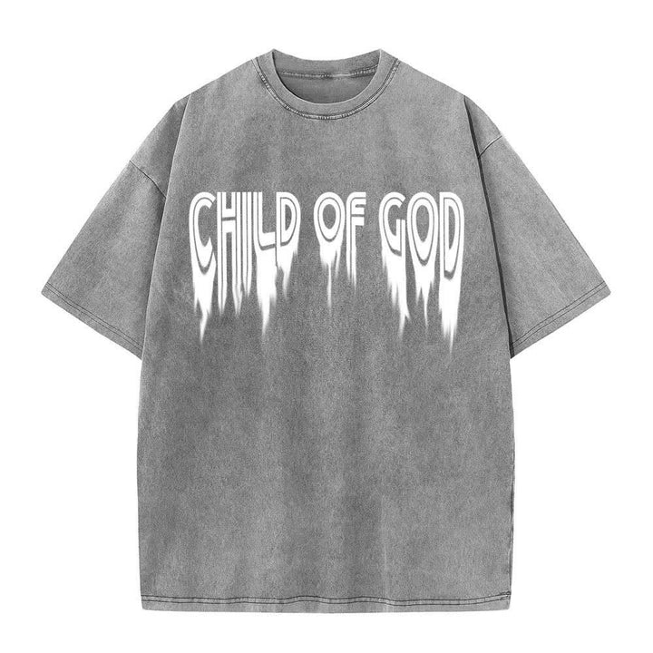 Christianartworkshop Dual-Side Child Of God John 1:12 Distressed Letter Print Washed T-shirt - image 11