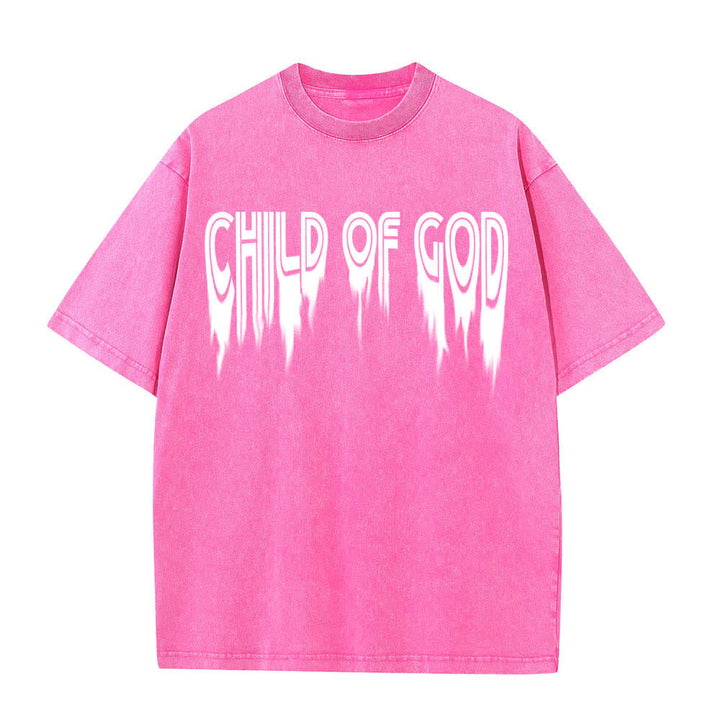 Christianartworkshop Dual-Side Child Of God John 1:12 Distressed Letter Print Washed T-shirt - image 26