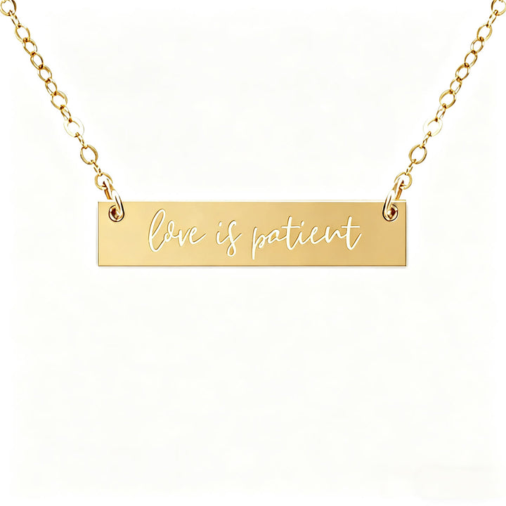 Christianartworkshop Faith Verse Engraved Bar Pendant Necklace - Love is Patient - image 4
