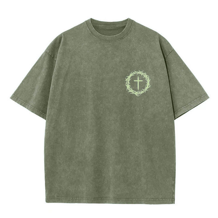 Christianartworkshop Dual-Side A Lot Can Happen In 3 Days Crown Of Thorns Cross Letter Print Washed T-shirt - image 14