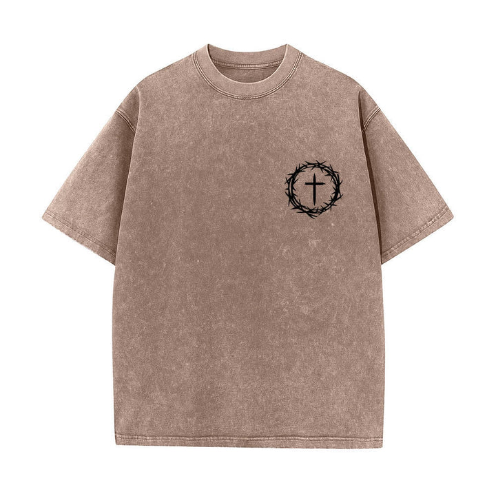 Christianartworkshop Dual-Side A Lot Can Happen In 3 Days Crown Of Thorns Cross Letter Print Washed T-shirt - image 20