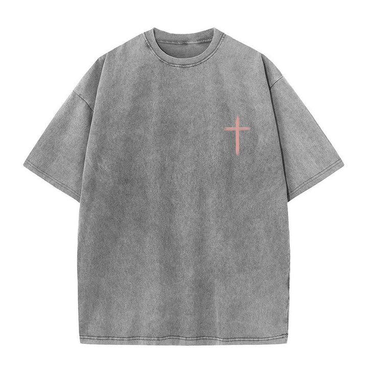 Christianartworkshop Dual-Side Let All That You Do Be Done In Love Floral Cross Letter Print Washed T-shirt - image 26