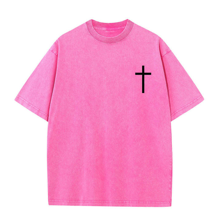 Christianartworkshop Dual-Side Philippians 4:13 Cross Scripture Letter Print Washed T-shirt - image 17