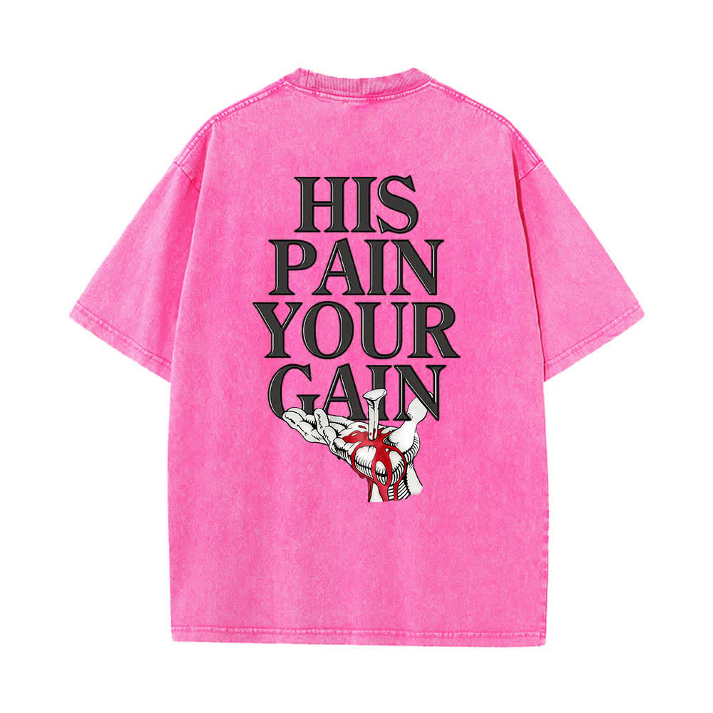 Christianartworkshop Dual-Side Lord's Gym His Pain Your Gain Graphic Letter Print Washed T-shirt - image 20