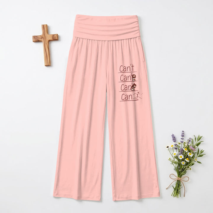 Christianartworkshop Can't Do & Can Do Faith Cartoon Letter Art Casual Faith Women’s Wide Leg Pants - Pink - US22,UK/AU26,EU54(6XL) - image 12