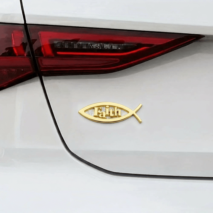 Christianartworkshop Ichthys Fish Outline Raised Faith Letter Car Sticker: A Symbol of Unwavering Conviction & Road Protection - image 2