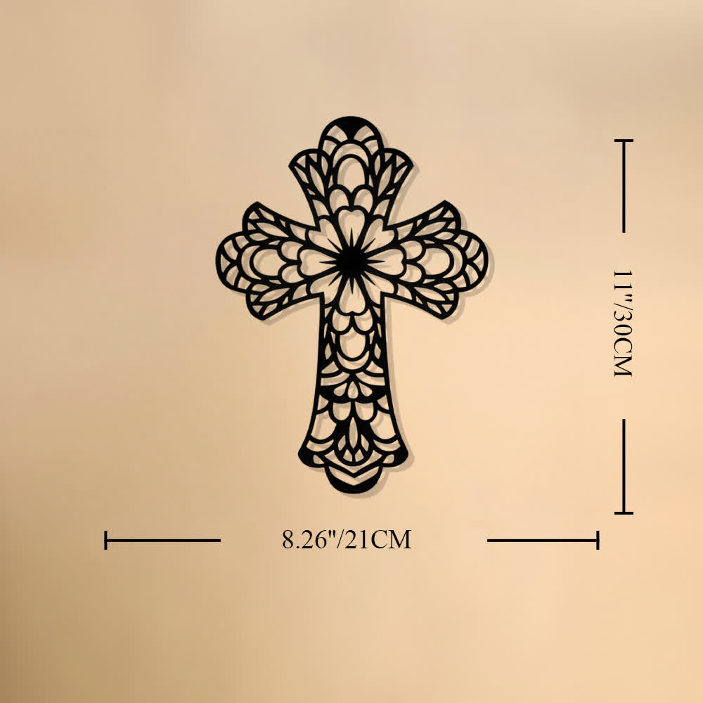 Christianartworkshop Intricate Floral Mandala Sacred Cross Metal Wall Decor: Symbol of Gentle Divine Beauty - 8.26"*11.81"*0.04''/21*30*0.1cm - image 7