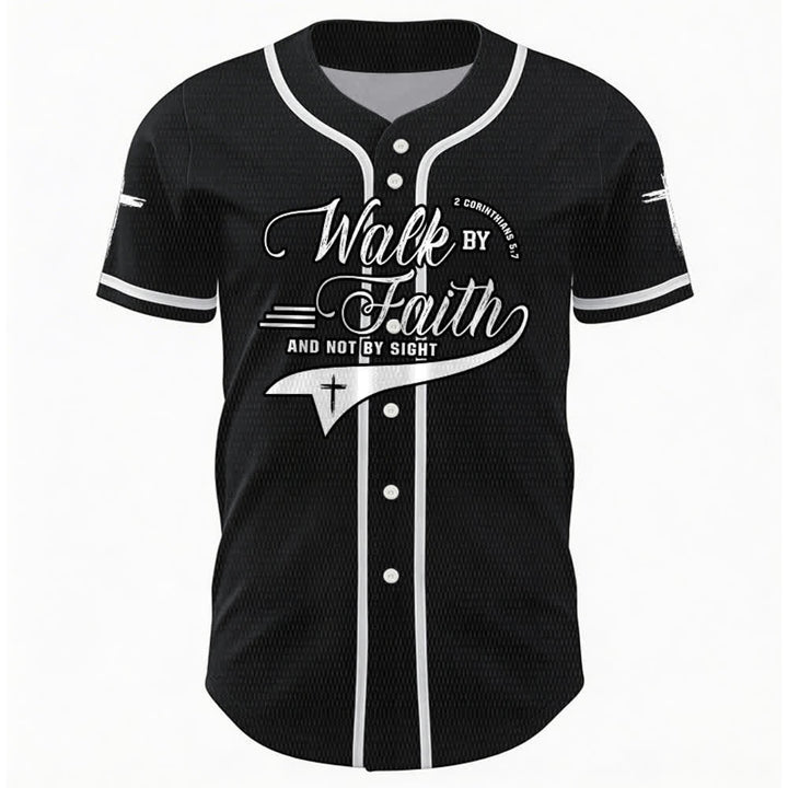 Christianartworkshop 2 Corinthians 5:7 “Walk By Faith And Not By Sight” Cross Statement Baseball Jersey - image 15