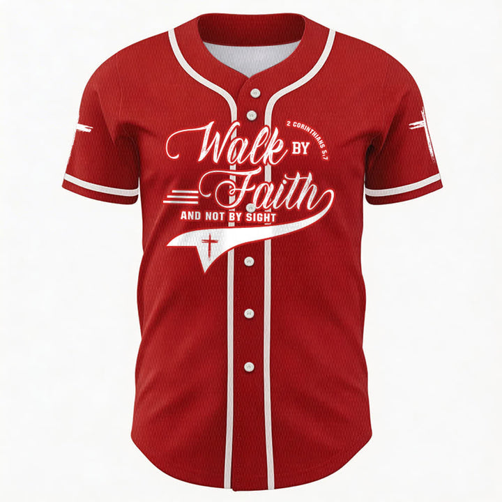 Christianartworkshop 2 Corinthians 5:7 “Walk By Faith And Not By Sight” Cross Statement Baseball Jersey - image 29