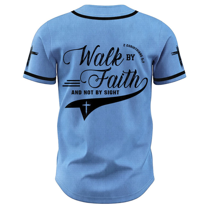 Christianartworkshop 2 Corinthians 5:7 “Walk By Faith And Not By Sight” Cross Statement Baseball Jersey - image 44