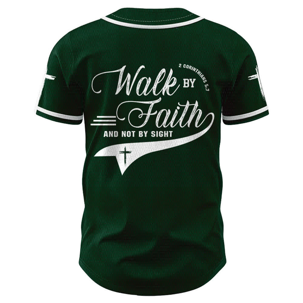 Christianartworkshop 2 Corinthians 5:7 “Walk By Faith And Not By Sight” Cross Statement Baseball Jersey - image 51