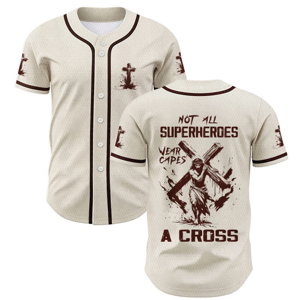 Christianartworkshop Not All Superheroes Wear Capes A Cross Unisex Baseball Jersey - Apricot - 5XL - image 49