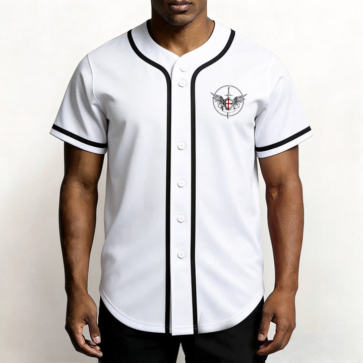 Christianartworkshop St.Michael Archangel Defend Us Unisex Baseball Jersey - image 4