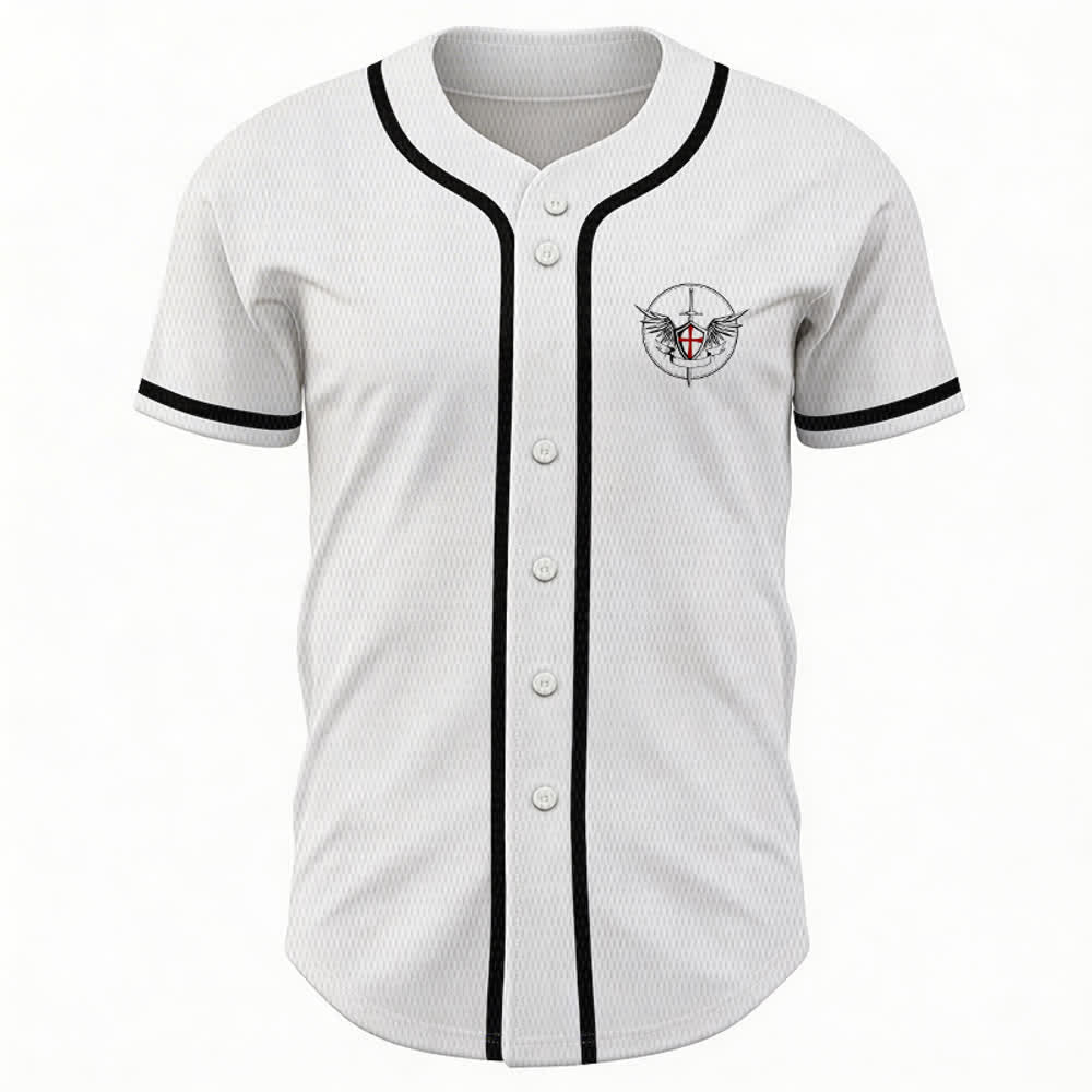 Christianartworkshop St.Michael Archangel Defend Us Unisex Baseball Jersey - image 2