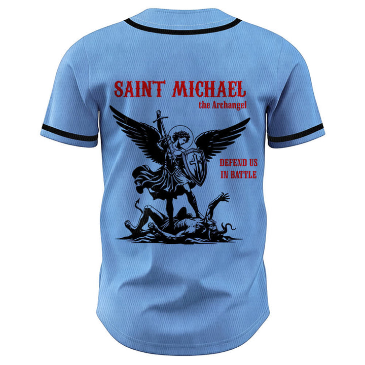 Christianartworkshop St.Michael Archangel Defend Us Unisex Baseball Jersey - image 29