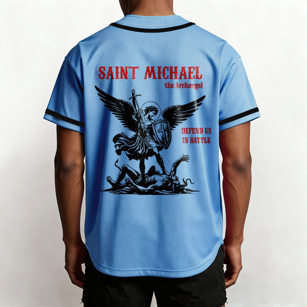 Christianartworkshop St.Michael Archangel Defend Us Unisex Baseball Jersey - image 31