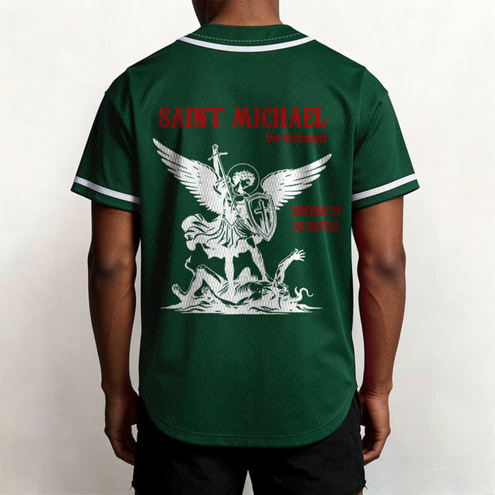 Christianartworkshop St.Michael Archangel Defend Us Unisex Baseball Jersey - image 46