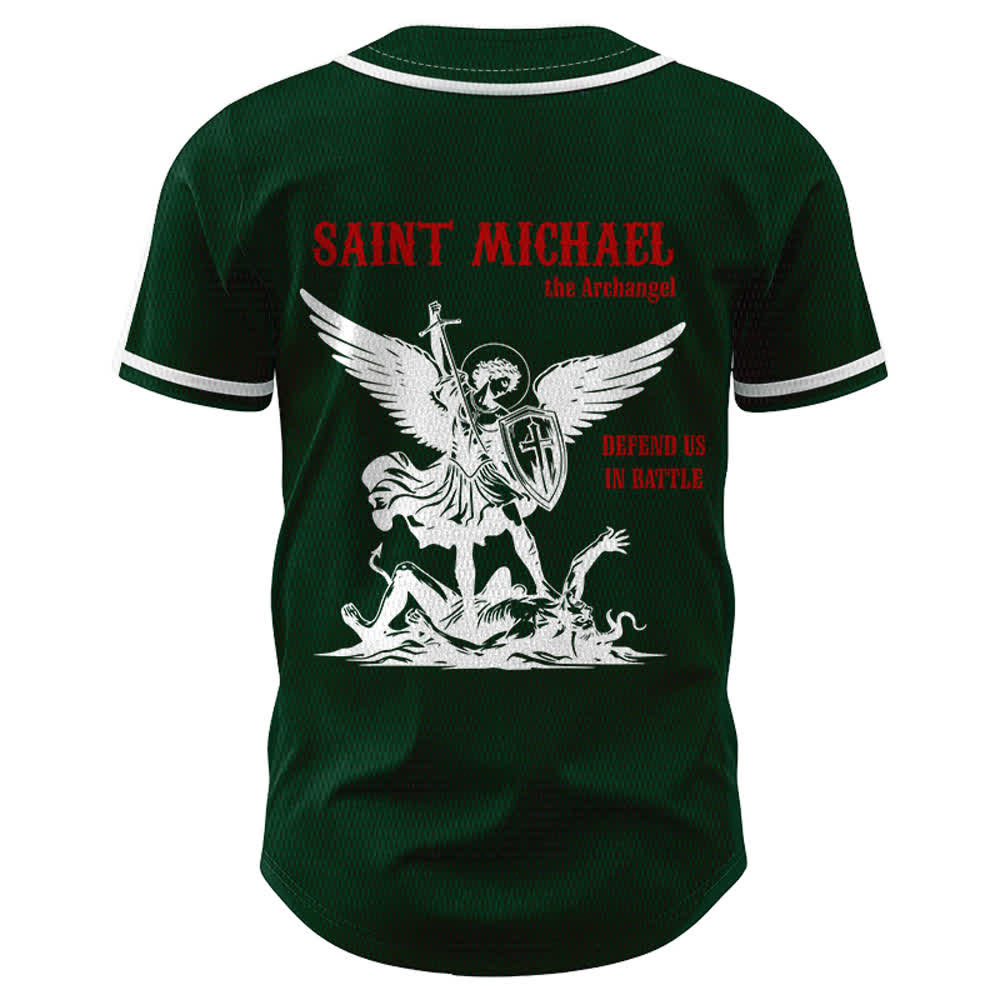 Christianartworkshop St.Michael Archangel Defend Us Unisex Baseball Jersey - image 43