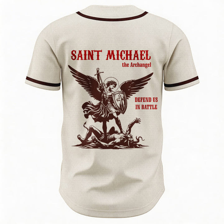 Christianartworkshop St.Michael Archangel Defend Us Unisex Baseball Jersey - image 50