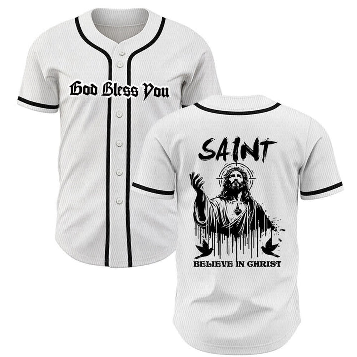 Christianartworkshop Saint Believe In Christ Unisex Baseball Jersey - White - 5XL - image 0