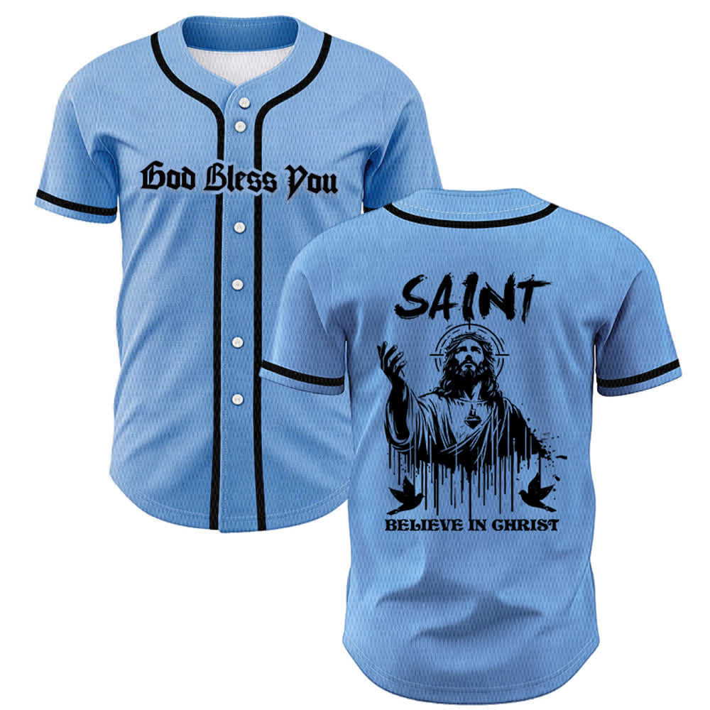 Christianartworkshop Saint Believe In Christ Unisex Baseball Jersey - Blue - 5XL - image 28