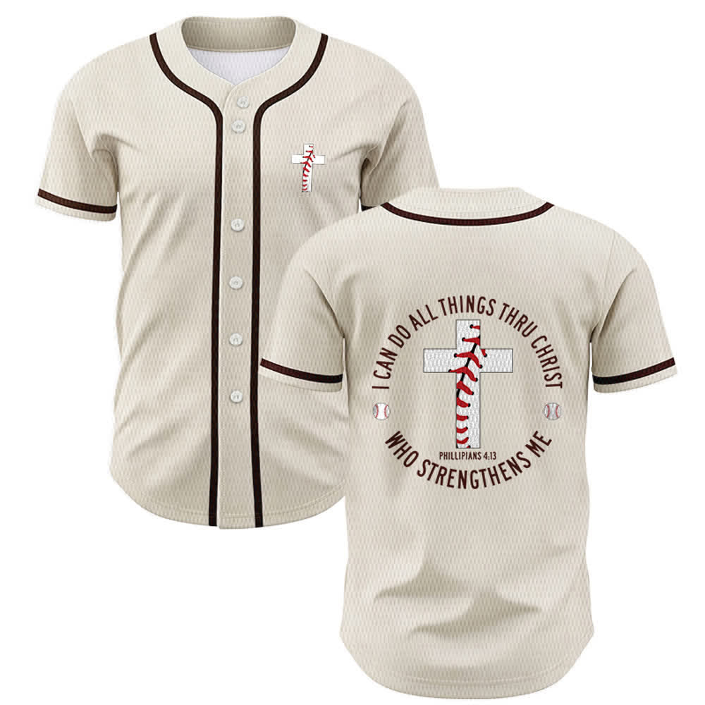 Christianartworkshop Philippians 4:13 I Can Do All Things Unisex Baseball Jersey - Apricot - 5XL - image 0