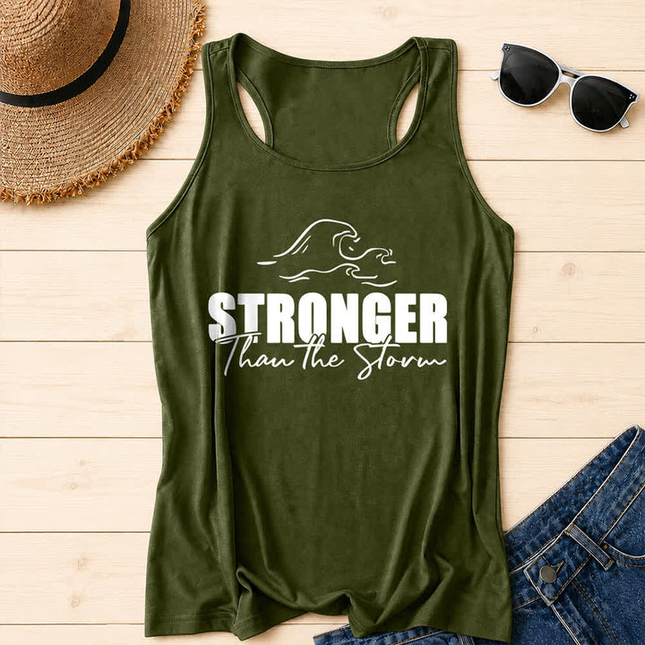Christianartworkshop Stronger Than The Storm Wave Casual Racerback Tank Top - Army Green - 2XL - image 12