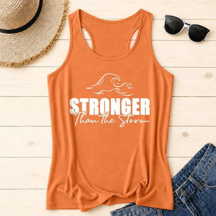 Christianartworkshop Stronger Than The Storm Wave Casual Racerback Tank Top - Orange - 2XL - image 18